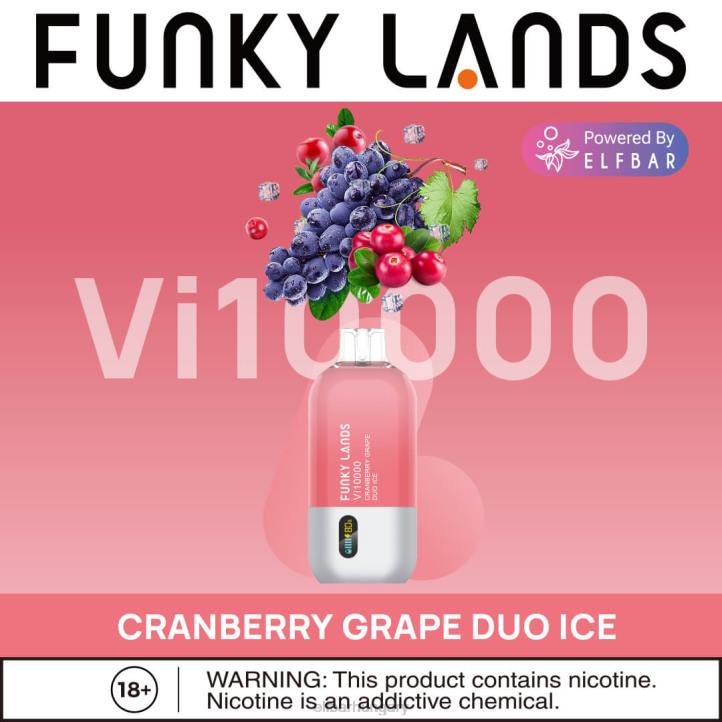 ELFBAR funky lands eldobható vape vi10000 puff áfonyás szőlő duó jég 8BJF165