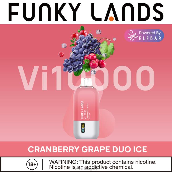 ELFBAR funky lands legjobb ízű eldobható vape vi10000 jeges sorozat áfonyás szőlő duó jég 8BJF156