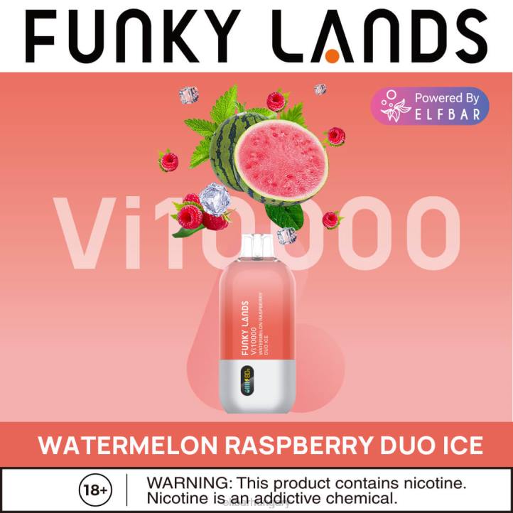 ELFBAR funky lands legjobb ízű eldobható vape vi10000 jeges sorozat görögdinnye málna duó jég 8BJF152